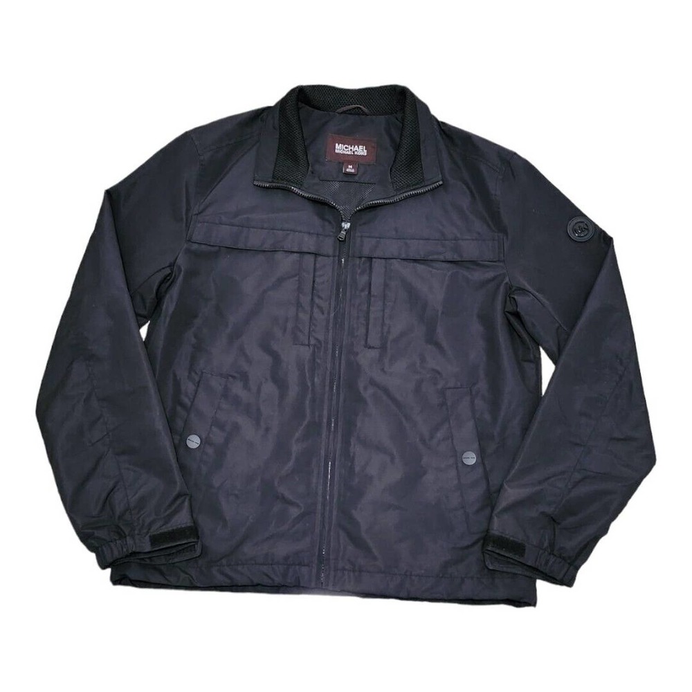 NWOT Michael Kors Black Polyester Jacket Men Medium Lined‎ Pockets Long-Sleeved